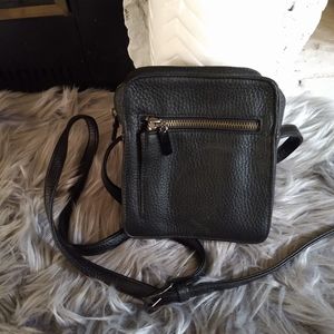 Carriage House vintage black leather cross…